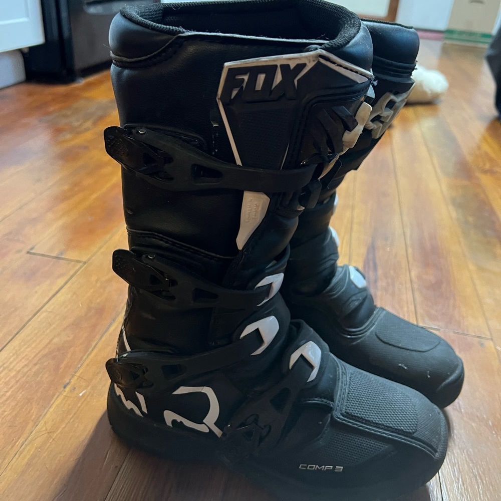 Fox Kids Black and White Motocross Boots - Picture 2 of 3